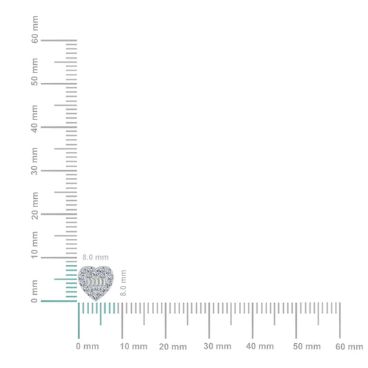 14K White Gold Round Baguette Diamond Heart Shape Cluster Stud EarRing 3/8 Cttw