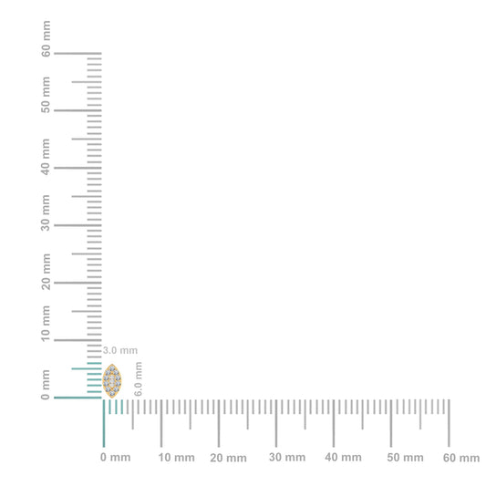 14K Yellow Gold Baguette Diamond Marquise Shape Cluster Stud EarRing 1/8 Cttw