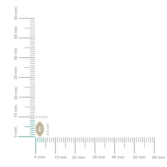 14K Yellow Gold Baguette Diamond Marquise Shape Stud Earring 1/4 Cttw