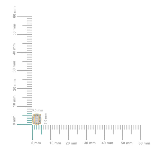 14K Yellow Gold Round Baguette Diamond Stud Earrings 1/5 Cttw