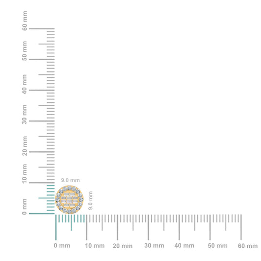 14K Yellow Gold Round Baguette Diamond Halo Stud Earrings 1/2 Cttw