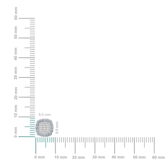 14K White Gold Round Baguette Diamond Stud Earring 5/8 Cttw