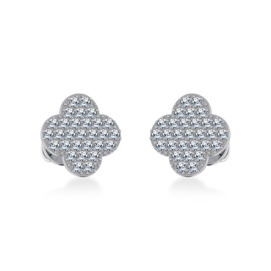 14K White Gold Diamond Designer Stud Earring 1/4 Cttw