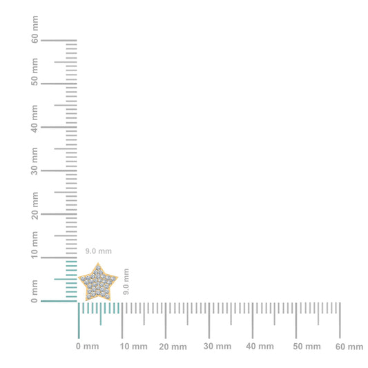 14K Yellow Gold Round Diamond Star Shape Stud Earrings 1/4 Cttw