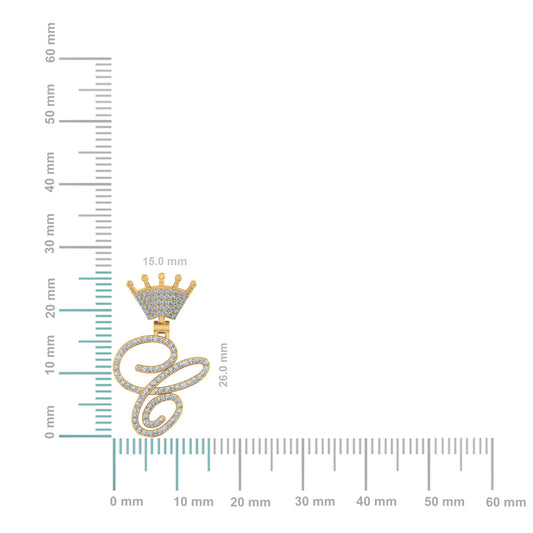 10K Yellow Gold Round Diamond Crown C Letter Initial Pendant 1/4 Cttw