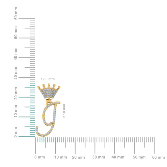 10K Yellow Gold Round Diamond Crown I Letter Initial Pendant 1/6 Cttw