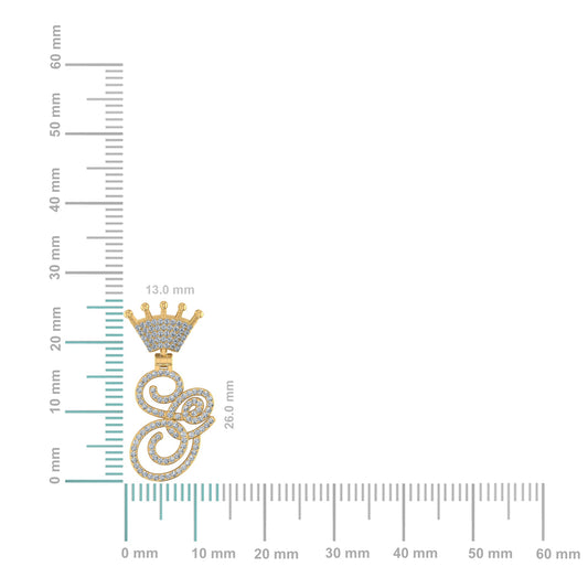 10K Yellow Gold Round Diamond Crown S Letter Initial Pendant 1/4 Cttw