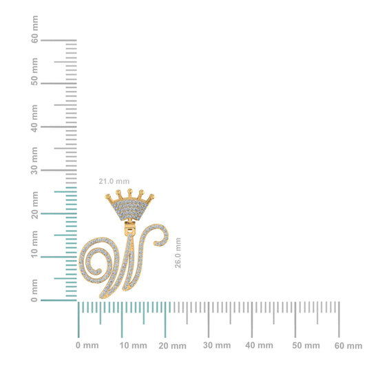 10K Yellow Gold Round Diamond Crown W Letter Initial Pendant 1/4 Cttw