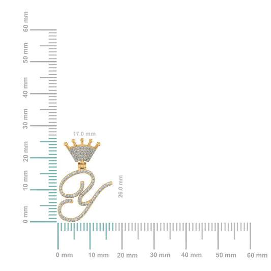 10K Yellow Gold Round Diamond Crown Y Letter Initial Pendant 1/5 Cttw