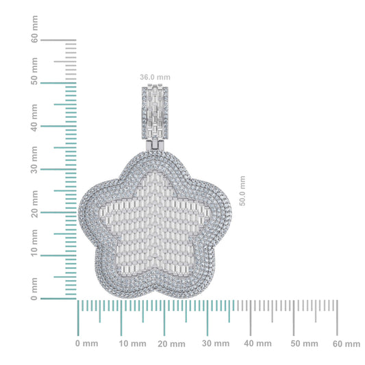 10K White Gold Round Baguette Diamond Star Designer Charm Pendant 3-3/4 Cttw