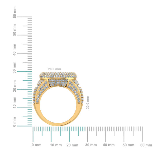 10K Yellow Gold Round Baguette Diamond Designer SZ 10 Mens Ring 4 Cttw