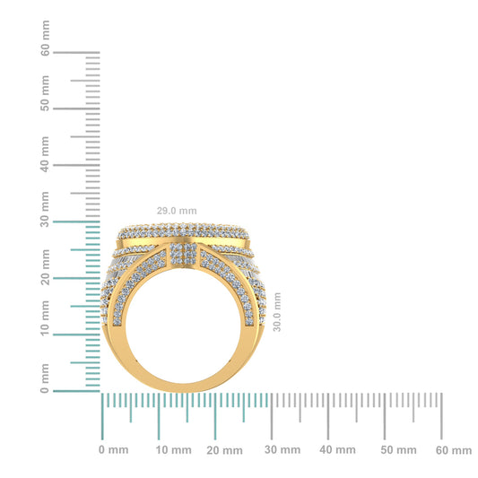 10K Yellow Gold Round Baguette Diamond Heart Shape Designer SZ 10 Mens Ring 4-1/2 Cttw