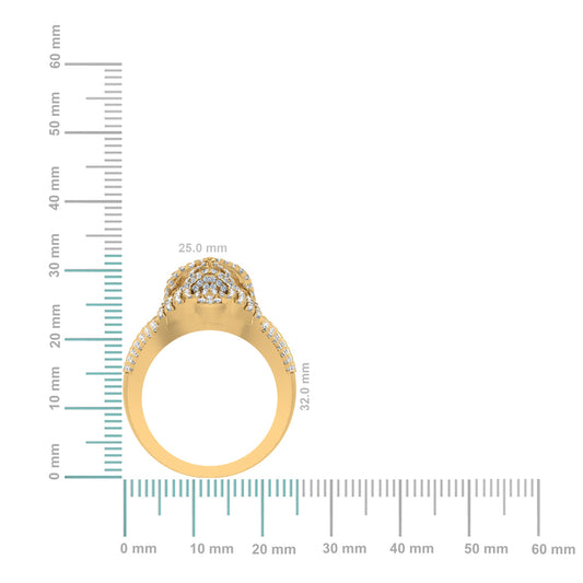 10K Yellow Gold Round Diamond 3D Jesus Religious SZ 10 Mens Ring 1-3/4 Cttw