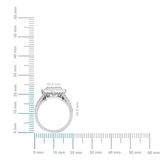 10K White Gold Round Diamond Heart Shape Halo Womens Ring SZ 7 1 Cttw