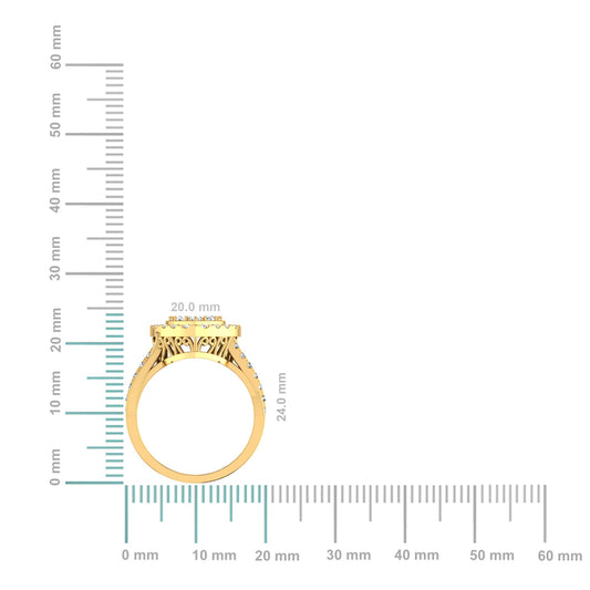10K Yellow Gold Round Diamond Heart Shape Halo Womens Ring SZ 7 1 Cttw