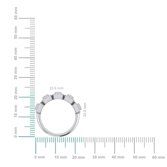 10K White Gold Round Baguette Diamond Designer Womens Band Ring SZ 7 1/2 Cttw