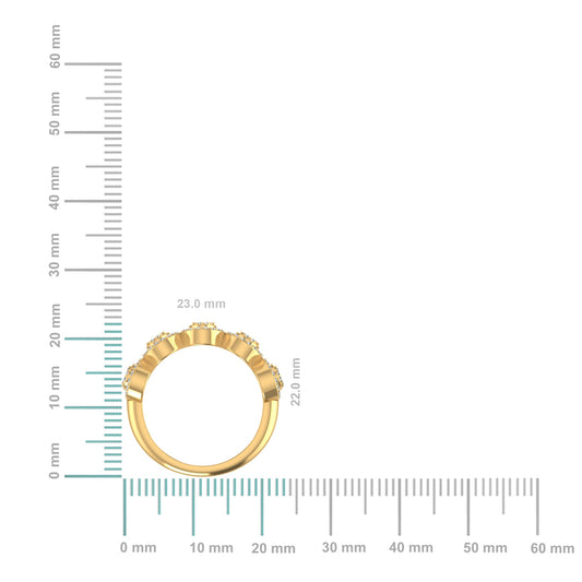 10K Yellow Gold Round Baguette Diamond Oval Shape Designer Womens Band Ring SZ 7 1/2 Cttw