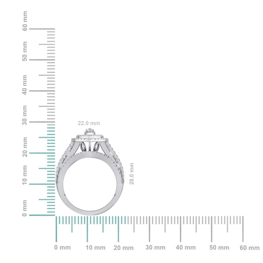 10K White Gold Round Baguette Diamond Marquise Shape Designer Womens Ring SZ 7 2 Cttw