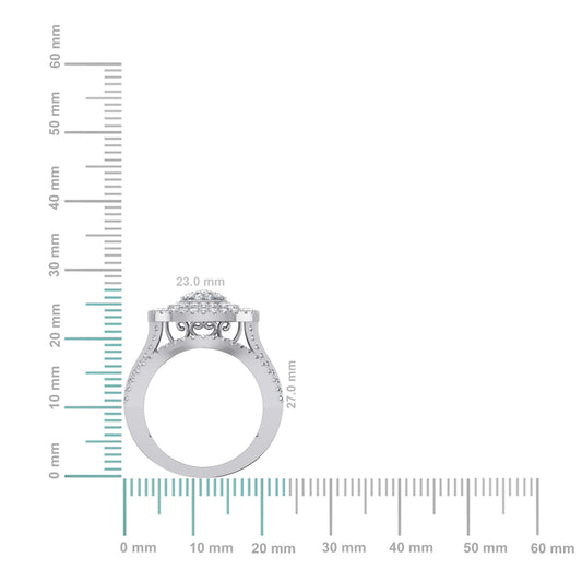 10K White Gold Round Baguette Diamond Square Shape Designer Womens Ring SZ 7 2 Cttw