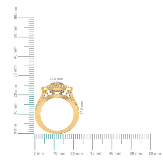 10K Yellow Gold Round Baguette Diamond Square Shape Designer Womens Ring SZ 7 2 Cttw