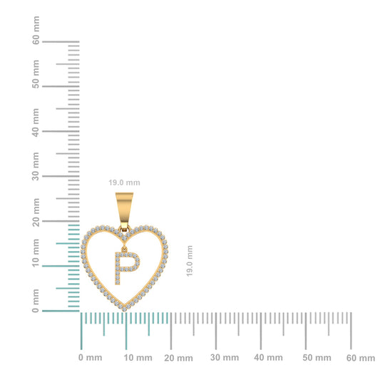 10K Yellow Gold Diamond Initial Heart P Letter Pendant 1/5 Cttw