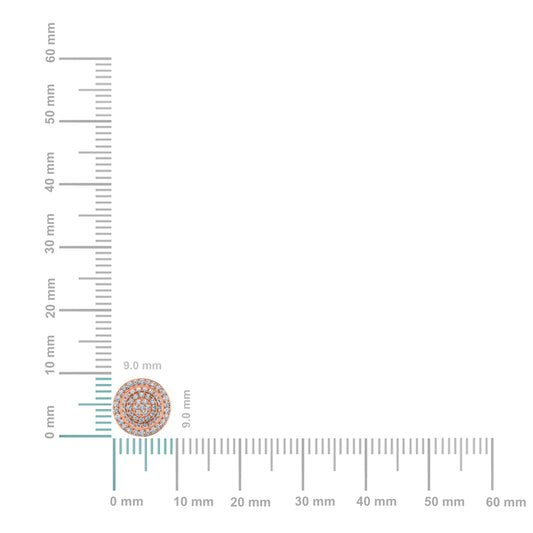 10K Rose Gold Round Diamond Designer Halo Mens Stud Earring 1/3 Cttw