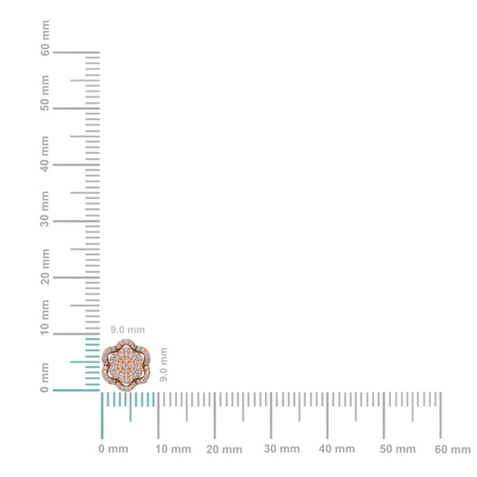 10K Rose Gold Round Diamond Floral Designer Mens Stud Earring 1/5 Cttw