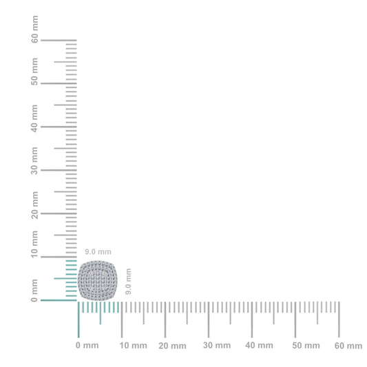 10K White Gold Round Diamond Square Shape Designer Mens Stud Earring 1/5 Cttw