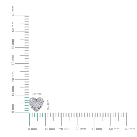 10K White Gold Round Baguette Diamond Heart Designer Earring 3/8 Cttw