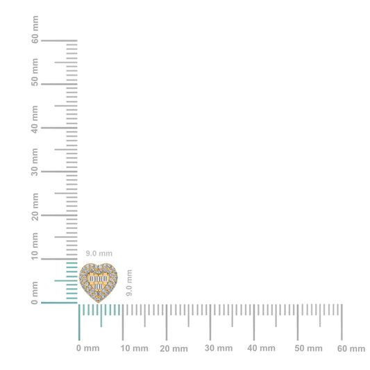 10K Yellow Gold Round Baguette Diamond Halo Heart Designer Earring 1/3 Cttw