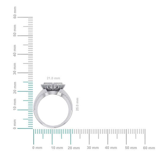 10K White Gold Round Baguette Diamond Heart Shape Sz 7 Designer Ladies Ring 3/4 Cttw
