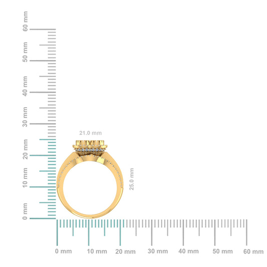 10K Yellow Gold Round Baguette Diamond Floral Sz 7 Designer Ladies Ring 7/8 Cttw