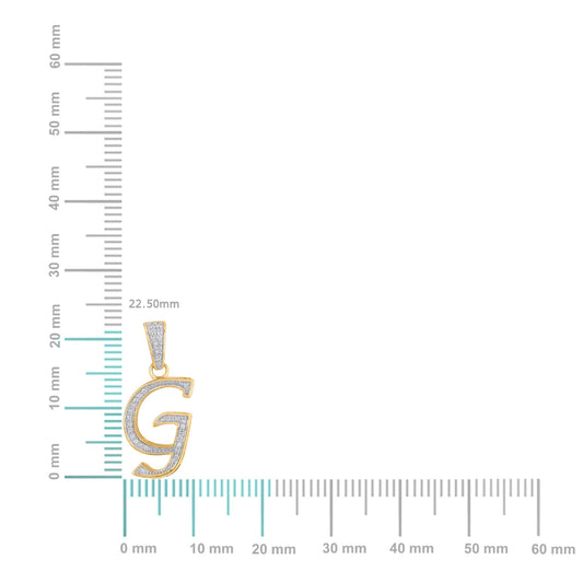 10K Yellow Gold Round Diamond G Letter Initial Pendant 1/10 Cttw