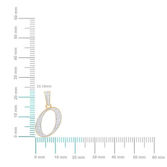 10K Yellow Gold Round Diamond O Letter Initial Pendant 1/10 Cttw