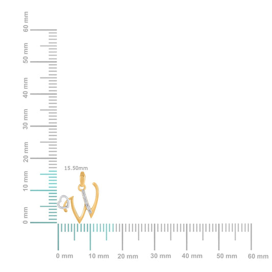 10K Yellow Gold Round Diamond W Letter Initial With Heart Pendant 1/10 Cttw