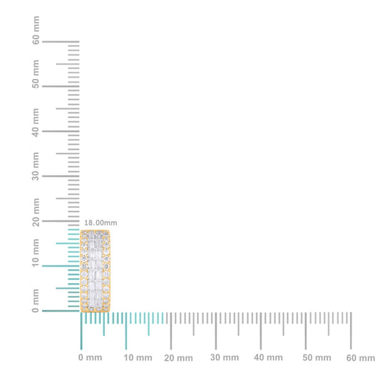 10K Yellow Gold Round Baguette Diamond 3 Row Designer Hoop Earring 1 Cttw