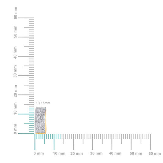 10K Yellow Gold Baguette Diamond Designer Hoop Earring 3/4 Cttw