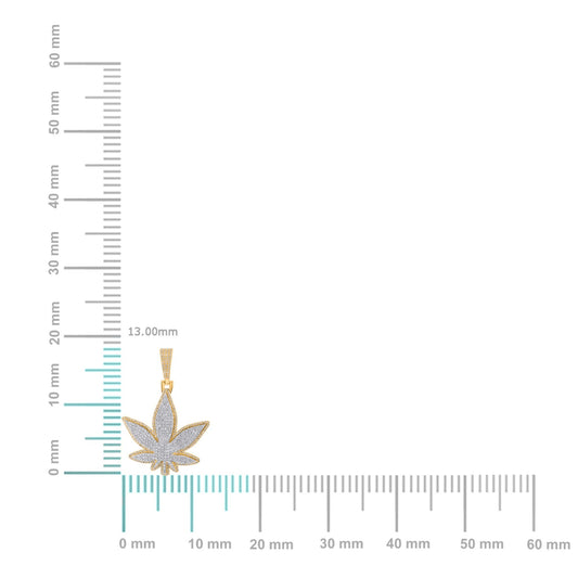 10K Yellow Gold Round Diamond Weed Leaf Pendant 1-1/2 Cttw