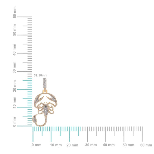 10K Yellow Gold Round Diamond Scorpion Animal Pendant 7/8 Cttw