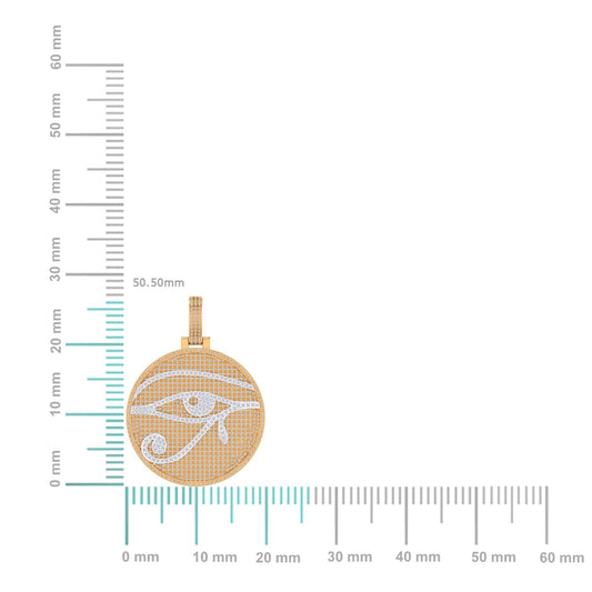 10K Yellow Gold Round Diamond Designer Eye Pendant 2-7/8 Cttw