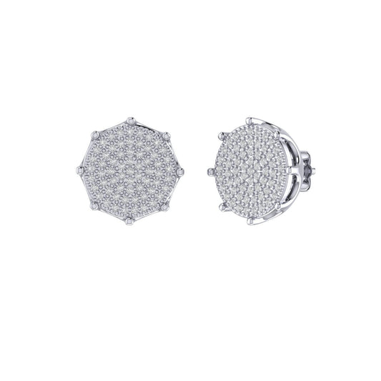 Sterling Silver Round Diamond Designer Stud Earring 1/4 Cttw