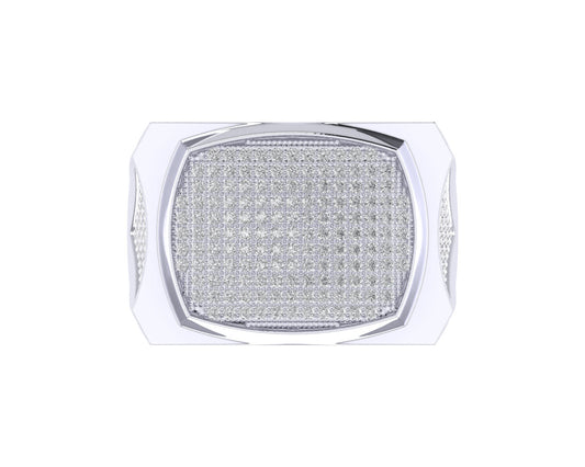 Sterling Silver Round Diamond Square Designer SZ 10 Mens Ring 3/4 Cttw