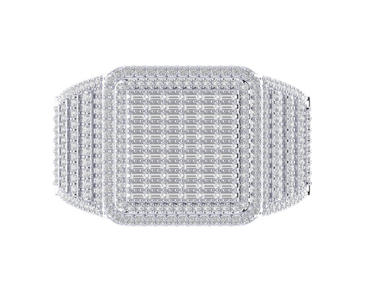 Sterling Silver Round Baguette Diamond SZ 10 Mens Designer Ring 1-1/4 Cttw