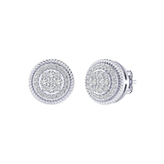 Sterling Silver Round Diamond Circle Shape Designer Stud Earring RP 1/3 Cttw