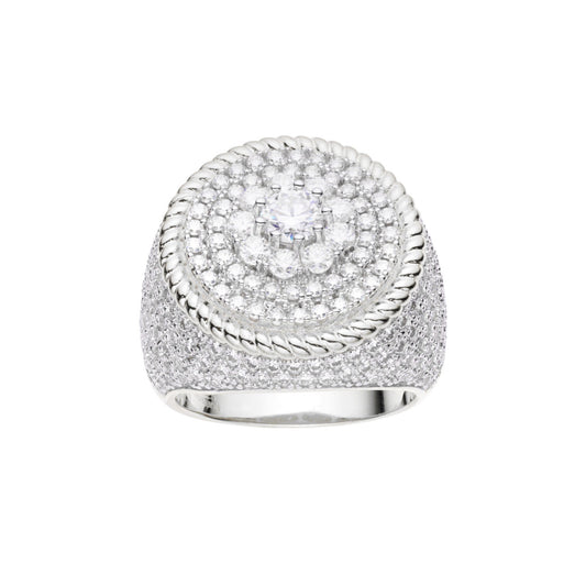 Sterling Silver Moissanite Carat Mens Ring Size 10 (RP) 4-1/2 Cttw