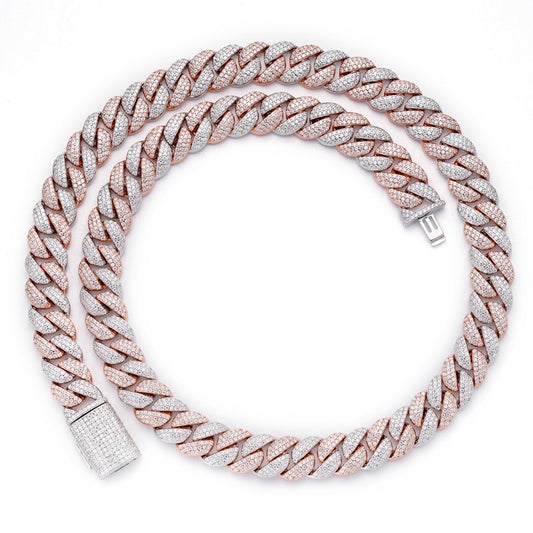 Sterling Silver Moissanite 12Mm Cuban Chain 22 Inch RP+PP 19-5/8 Cttw