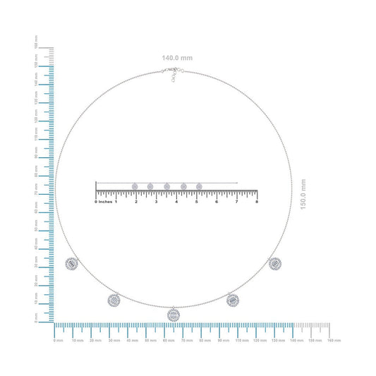 14K White Gold Baguette Round Necklace Bracelet Set 1 Cttw