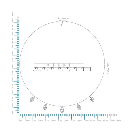 14K White Gold Marquise Shape Necklace Bracelet Set 1 Cttw