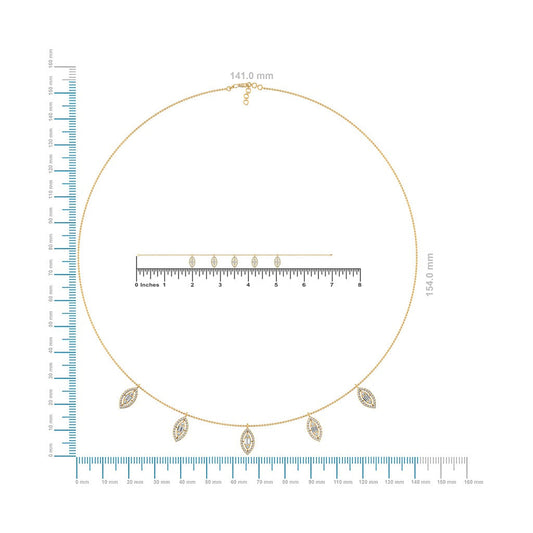 14K Yellow Gold Marquise Shape Necklace Bracelet Set 1 Cttw