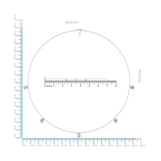 14K White Gold Baguette Link Necklace Bracelet Set 7/8 Cttw